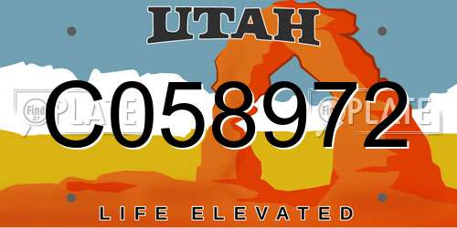 C058972 Utah License Plate