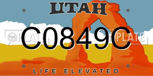 C0849C Utah License Plate
