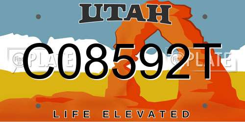 C08592T Utah License Plate
