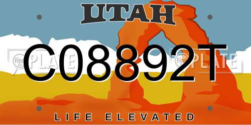 C08892T Utah License Plate