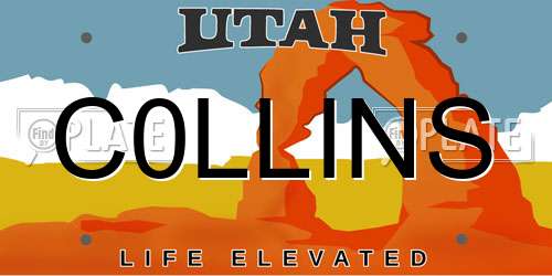 C0LLINS Utah License Plate