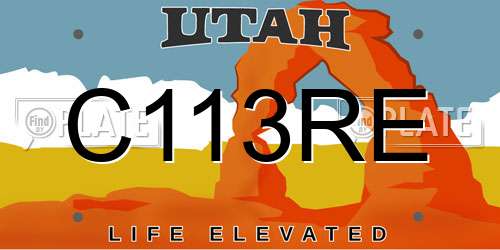 C113RE Utah License Plate