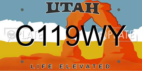 C119WY Utah License Plate