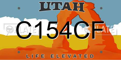 C154CF Utah License Plate