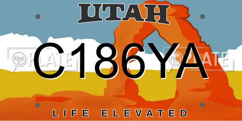 C186YA Utah License Plate