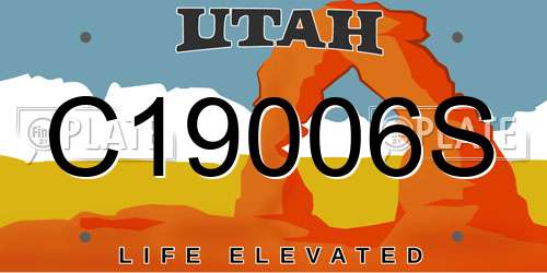 C19006S Utah License Plate