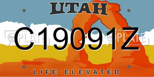 C19091Z Utah License Plate