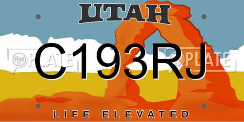 C193RJ Utah License Plate