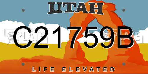 C21759B Utah License Plate