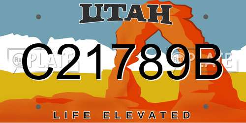 C21789B Utah License Plate