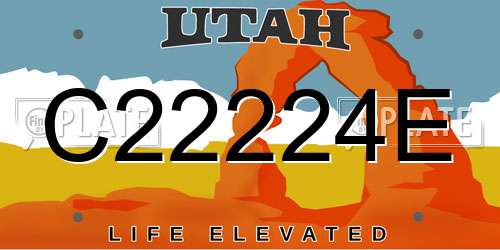 C22224E Utah License Plate