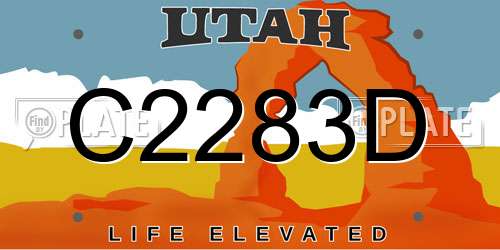 C2283D Utah License Plate