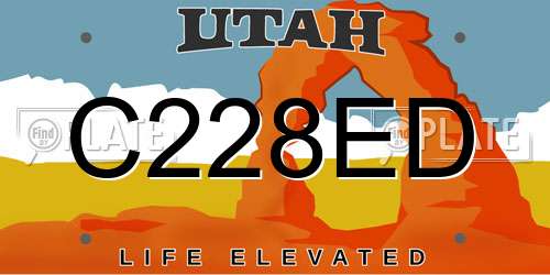 C228ED Utah License Plate