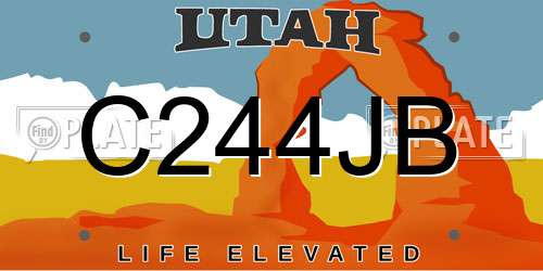 C244JB Utah License Plate
