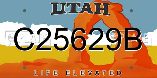 C25629B Utah License Plate