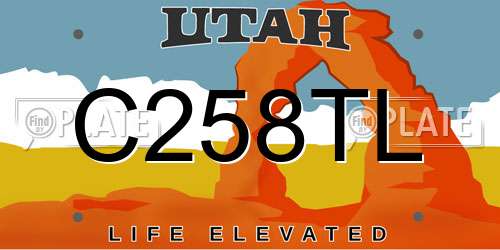 C258TL Utah License Plate