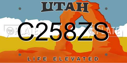 C258ZS Utah License Plate