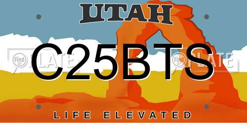 C25BTS Utah License Plate