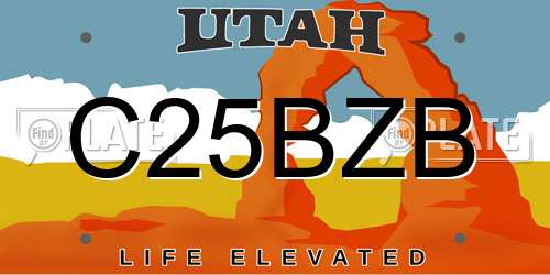 C25BZB Utah License Plate