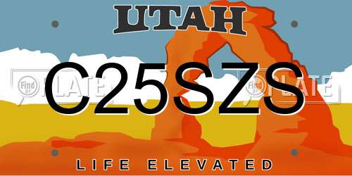 C25SZS Utah License Plate