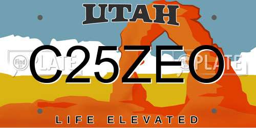 C25ZEO Utah License Plate