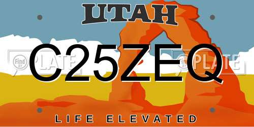 C25ZEQ Utah License Plate