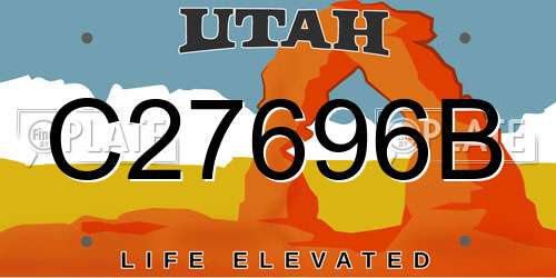 C27696B Utah License Plate