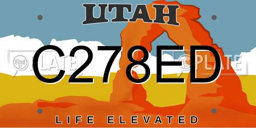 C278ED Utah License Plate