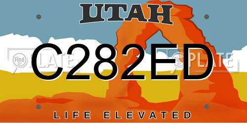C282ED Utah License Plate