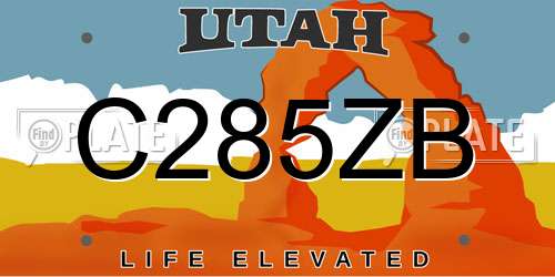 C285ZB Utah License Plate