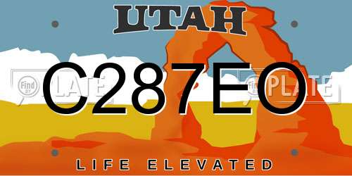 C287EO Utah License Plate