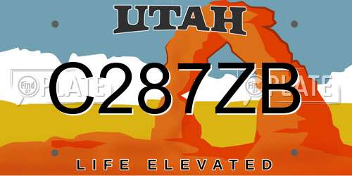 C287ZB Utah License Plate