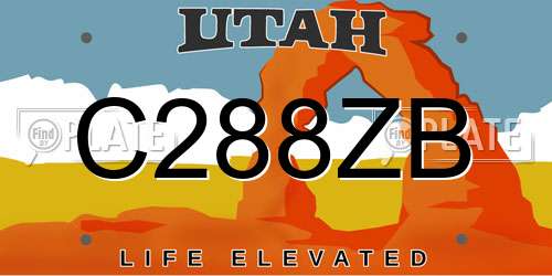 C288ZB Utah License Plate
