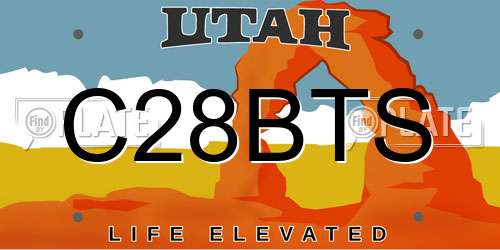 C28BTS Utah License Plate