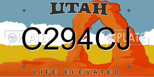 C294CJ Utah License Plate