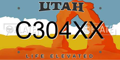 C304XX Utah License Plate