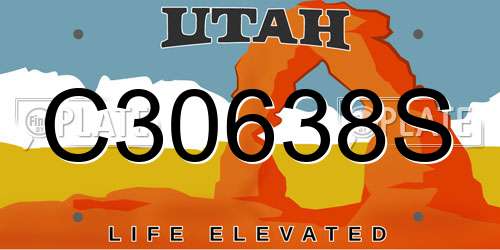 C30638S Utah License Plate