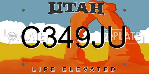 C349JU Utah License Plate