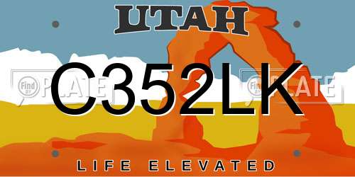 C352LK Utah License Plate