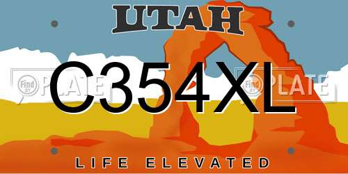 C354XL Utah License Plate
