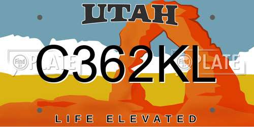 C362KL Utah License Plate