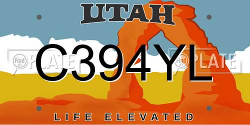 C394YL Utah License Plate