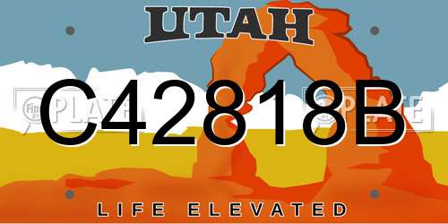 C42818B Utah License Plate