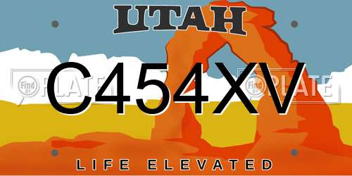 C454XV Utah License Plate