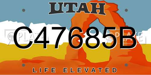 C47685B Utah License Plate