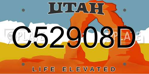 C52908D Utah License Plate
