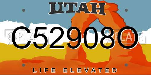 C52908O Utah License Plate