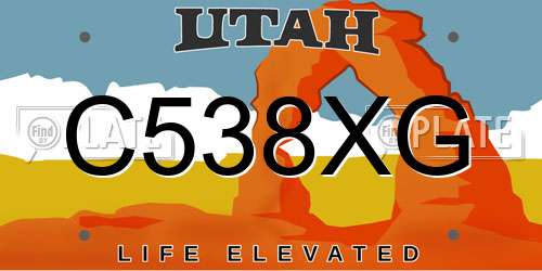 C538XG Utah License Plate