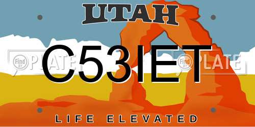 C53IET Utah License Plate