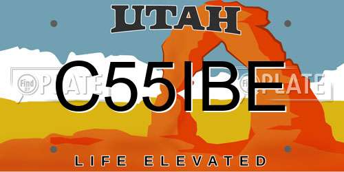 C55IBE Utah License Plate